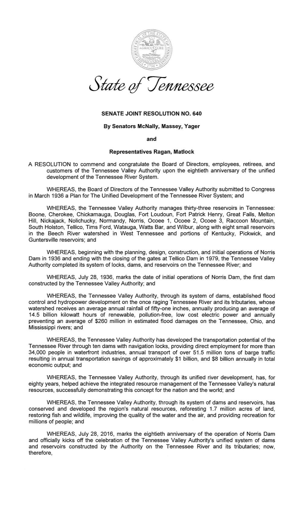 A RESOLUTION to Commend and Congratulate the Board of Directors