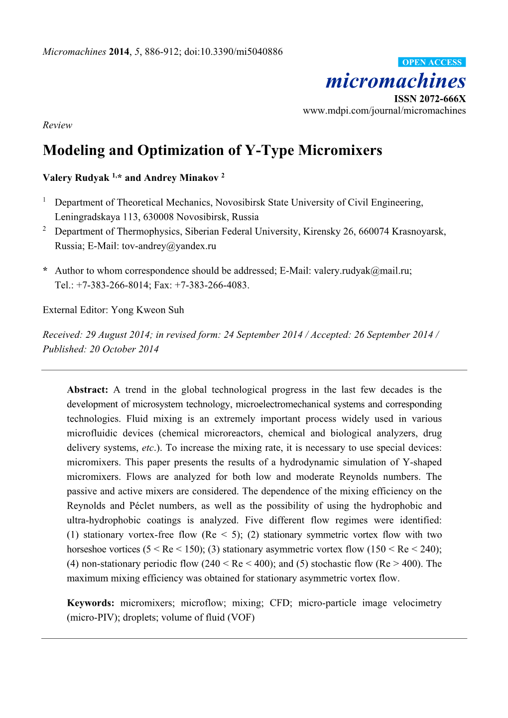 Modeling and Optimization of Y-Type Micromixers