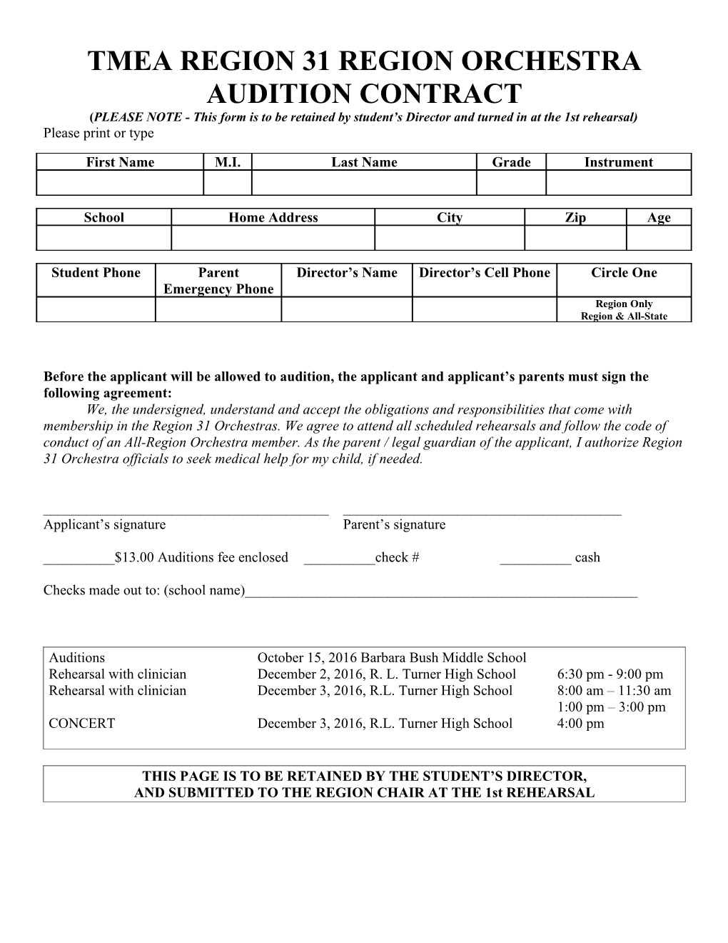 Tmea Region Ix 2003 Hs Region Orchestra Audition Contract