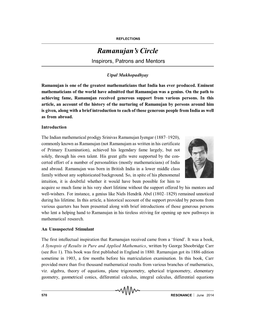 Ramanujan's Circle