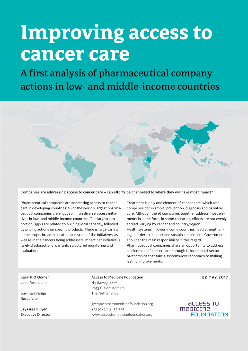 Improving Access to Cancer Care a First Analysis of Pharmaceutical Company Actions in Low- and Middle-Income Countries