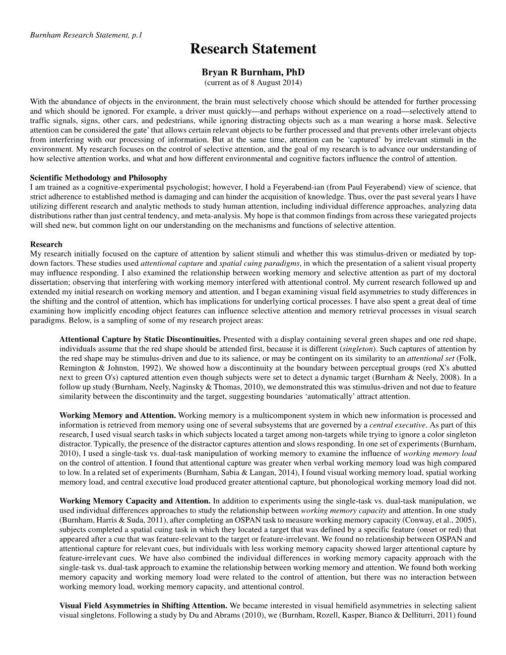 Research Statement, P.1 Research Statement
