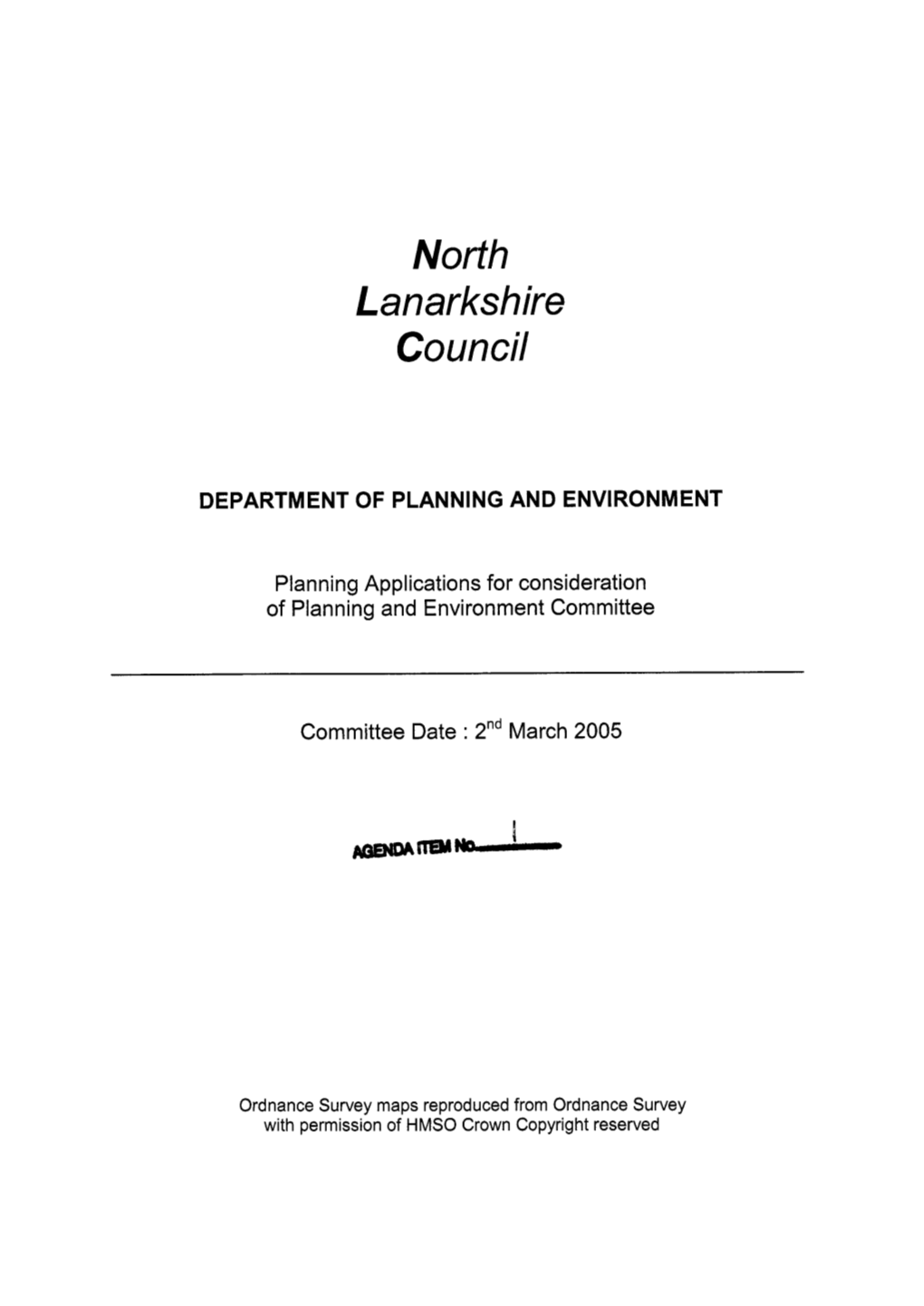 North Lanarkshire Council DEPARTMENT of PLANNING