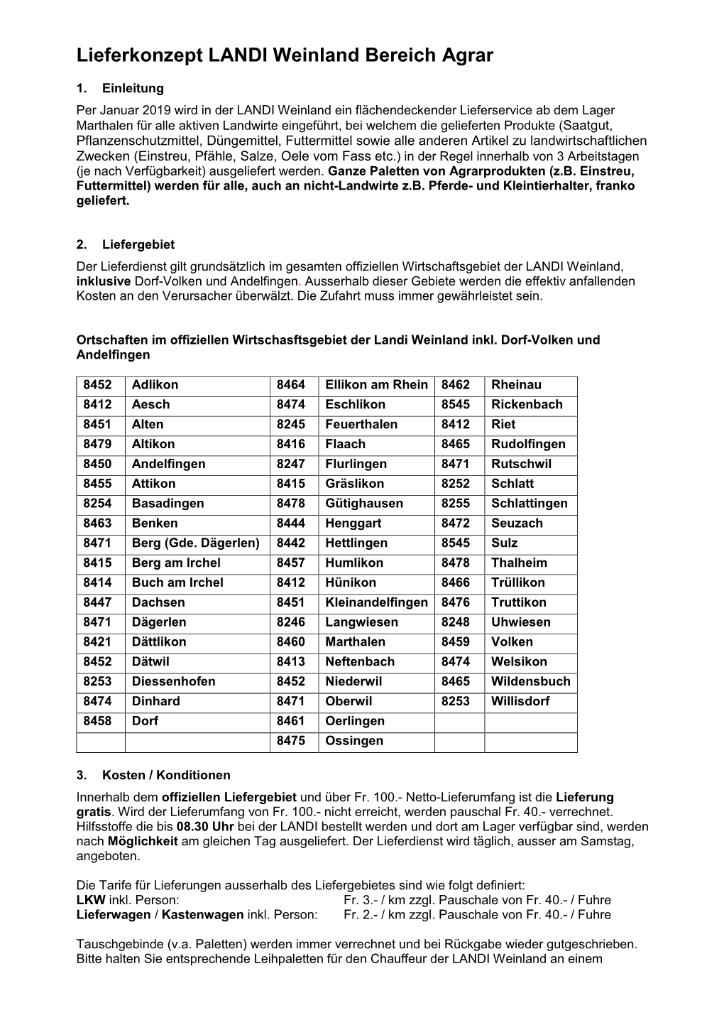 Lieferkonzept LANDI Weinland Bereich Agrar