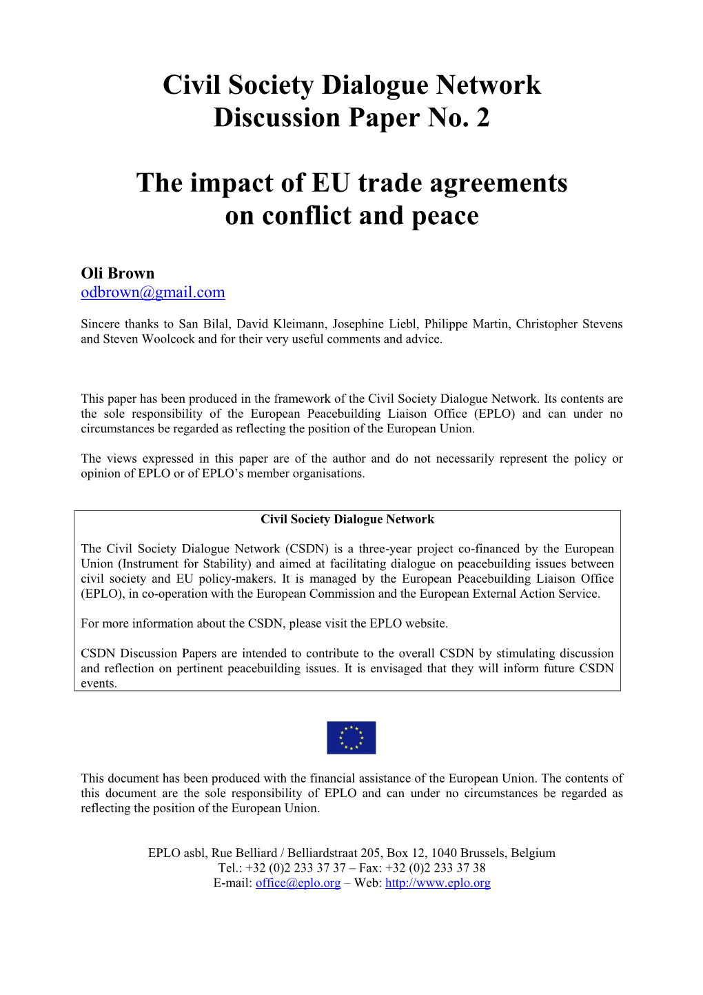 The Impact of EU Trade Agreements on Conflict and Peace