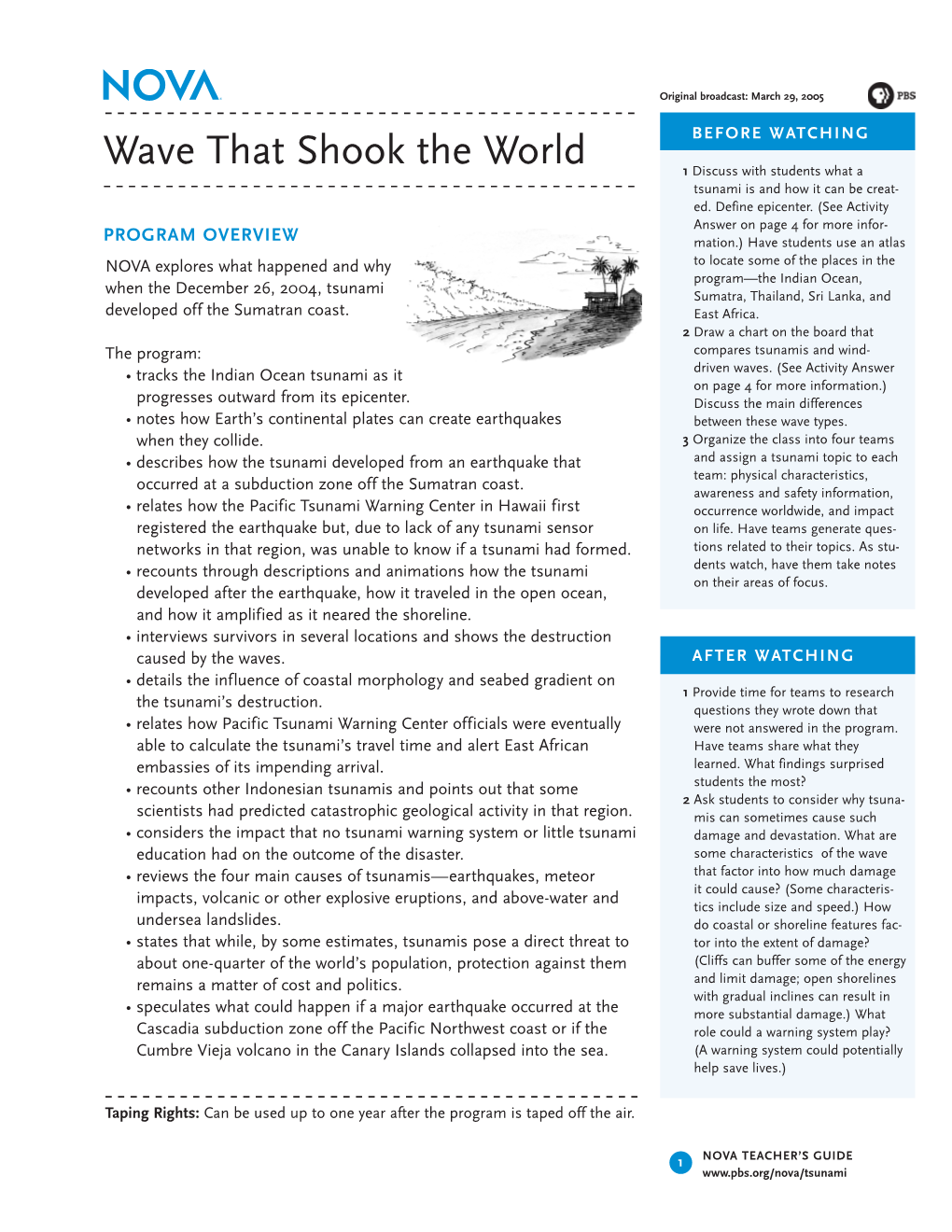 Wave That Shook the World 1 Discuss with Students What a Tsunami Is and How It Can Be Creat- Ed