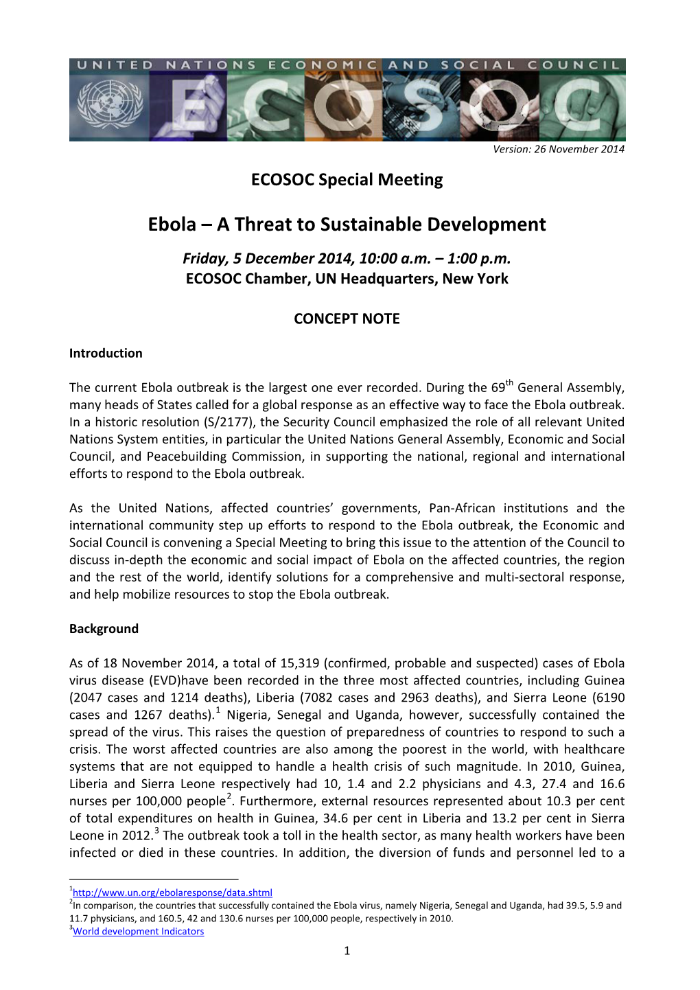 Ebola – a Threat to Sustainable Development