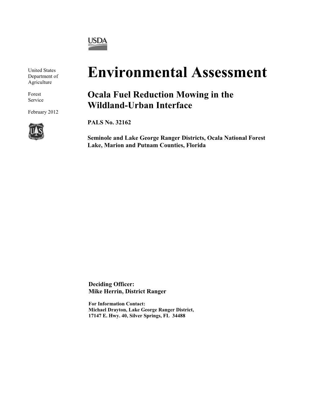 Environmental Assessment Agriculture