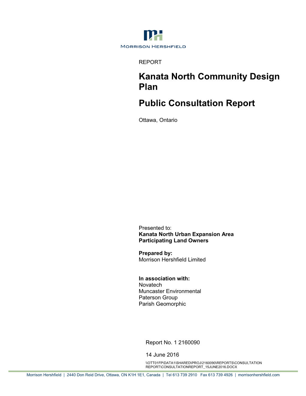 Kanata North Community Design Plan Public Consultation Report
