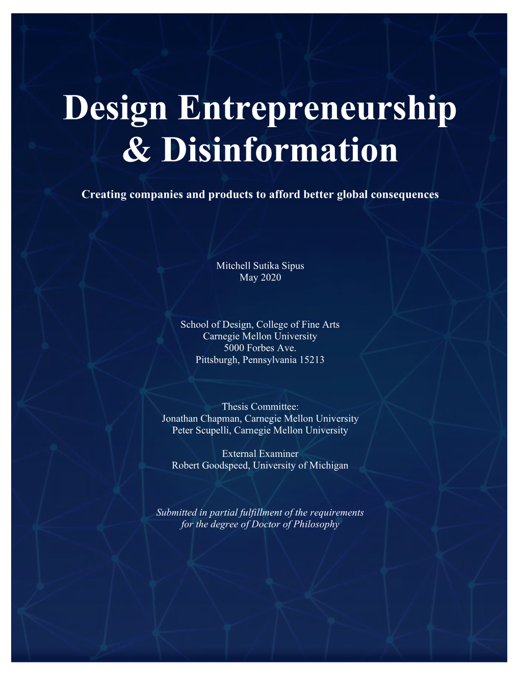 Design Entrepreneurship & Disinformation