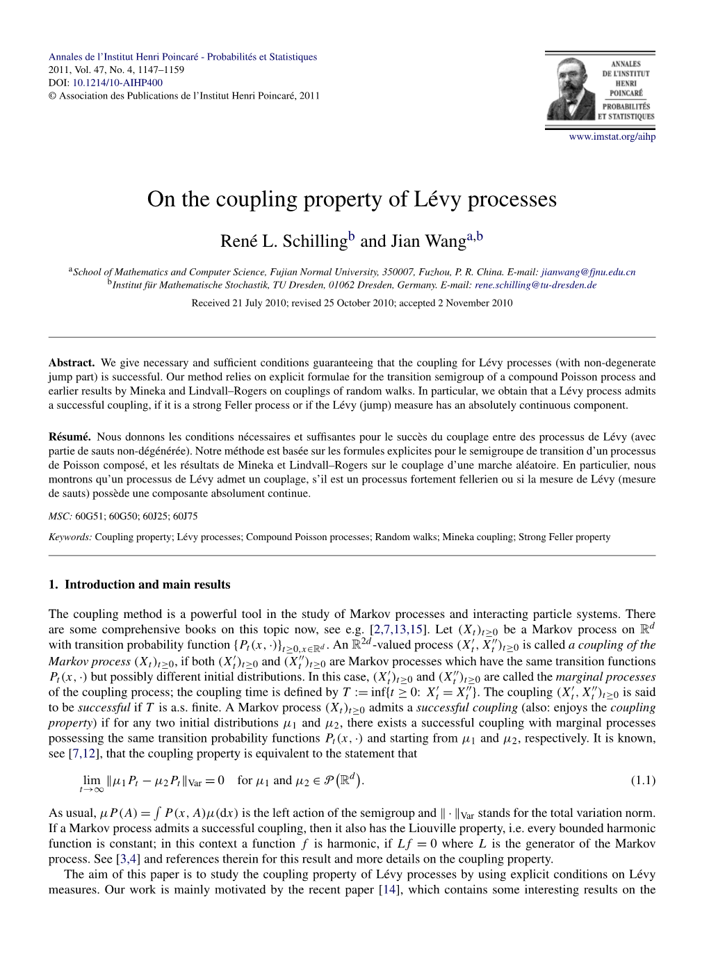 On the Coupling Property of Lévy Processes