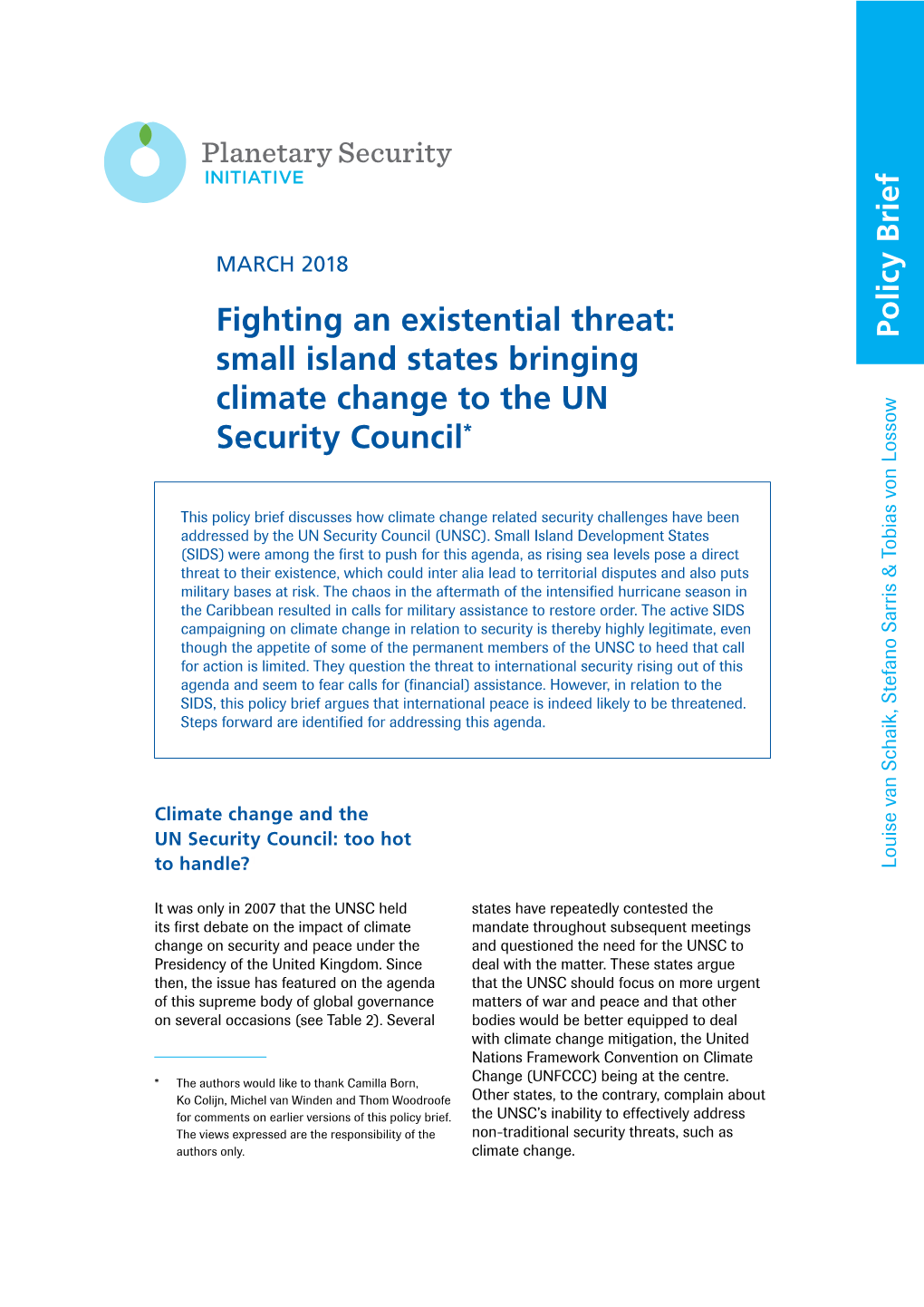 Small Island States Bringing Climate Change to the UN Security Council