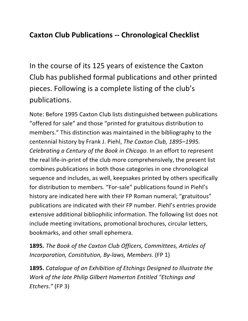 Caxton Club Publications -‐-‐ Chronological Checklist in The