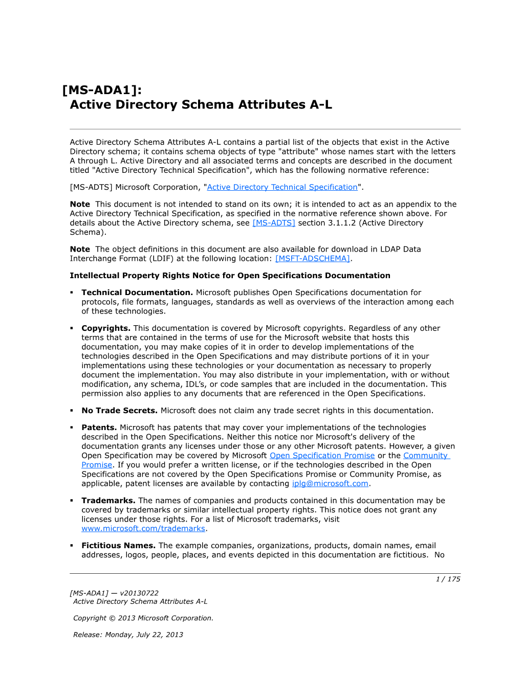 MS-ADA1 : Active Directory Schema Attributes A-L