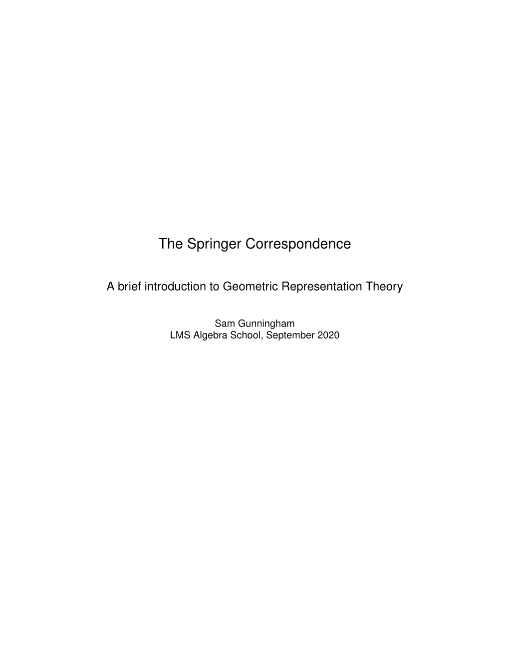 The Springer Correspondence