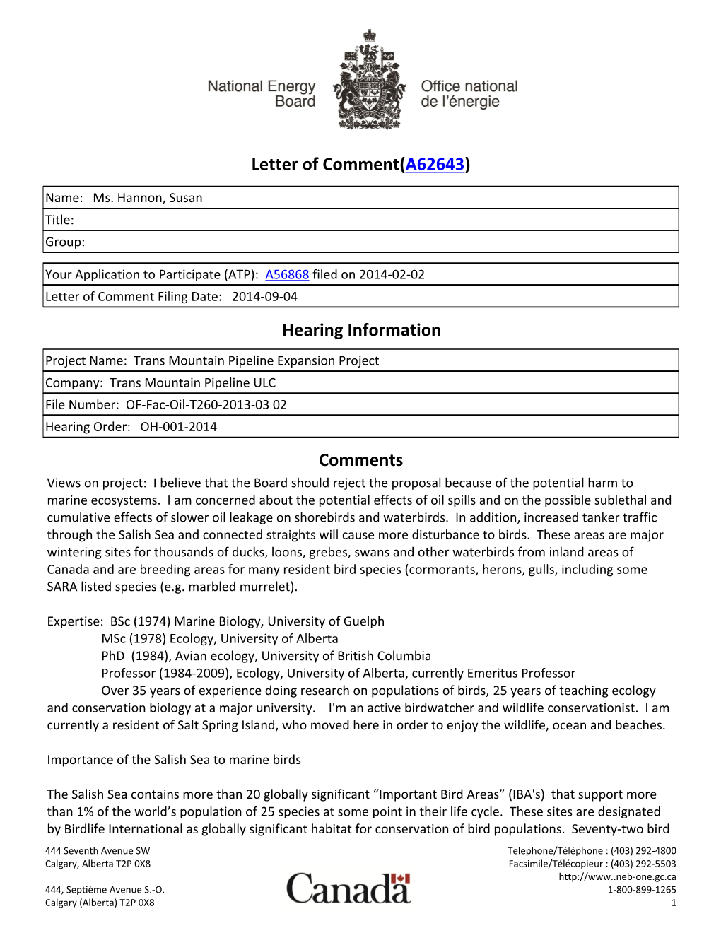 Letter of Comment(A62643) Hearing Information Comments