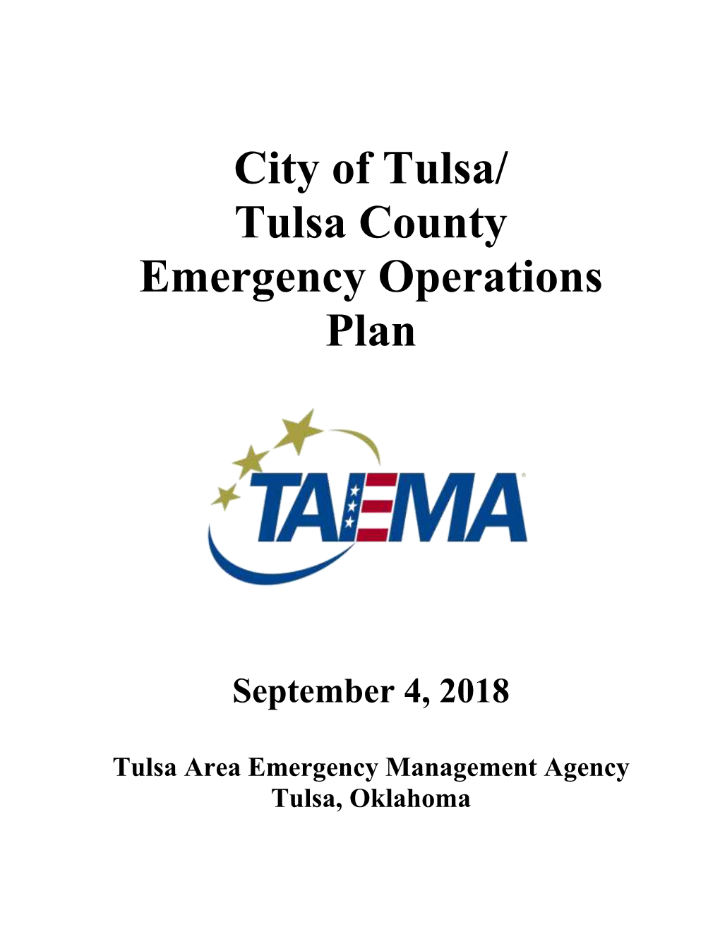 City of Tulsa/ Tulsa County Emergency Operations Plan