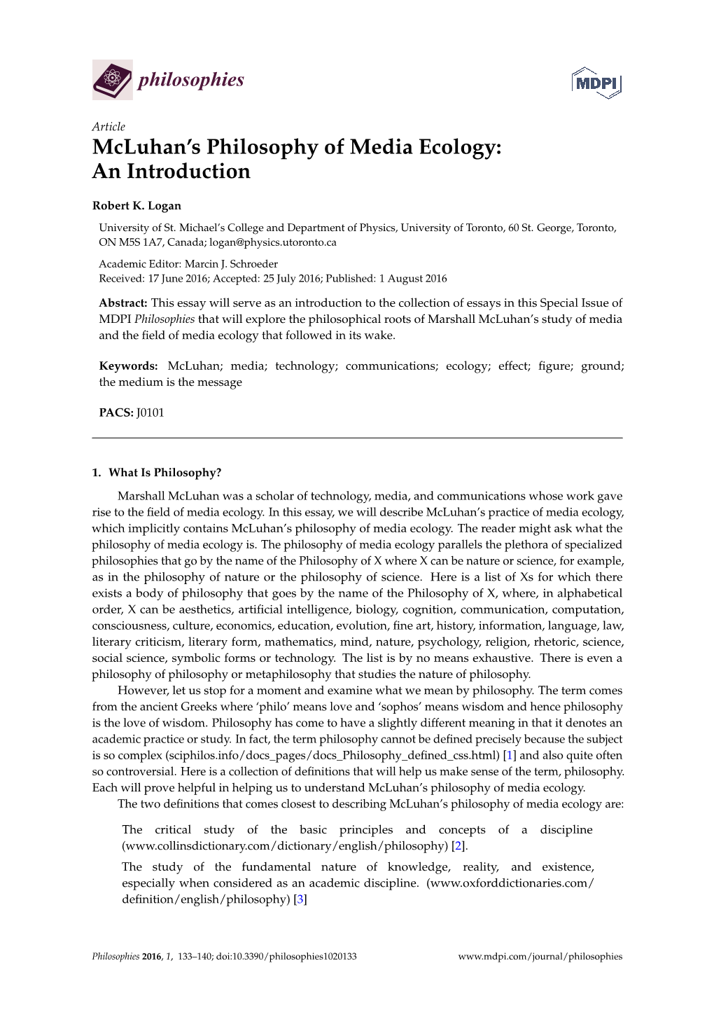 Mcluhan's Philosophy of Media Ecology