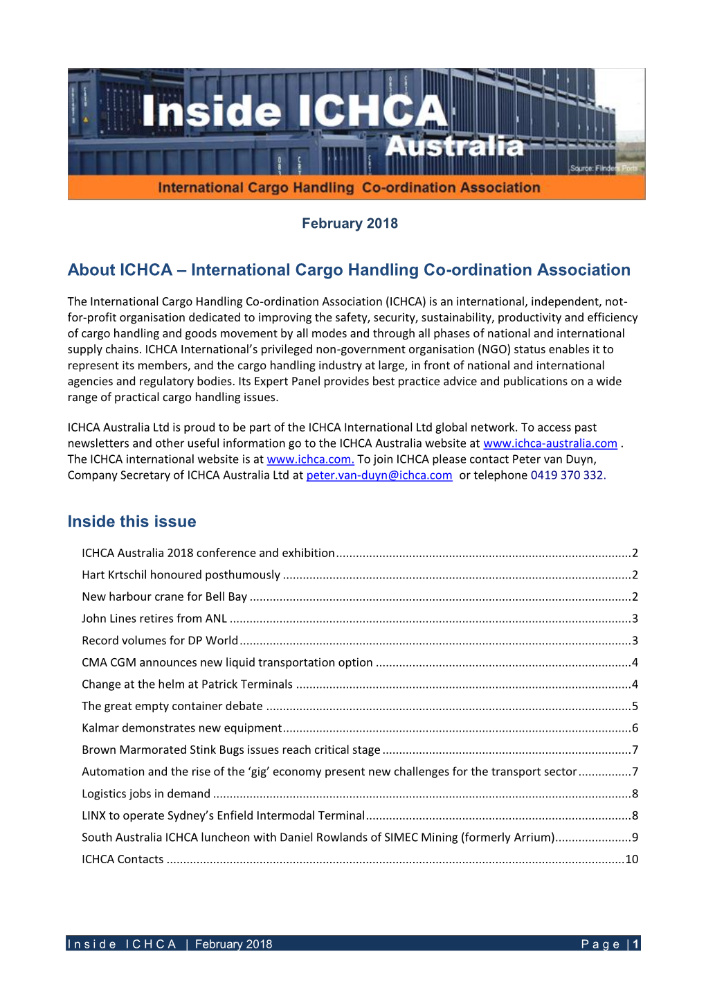 About ICHCA – International Cargo Handling Co-Ordination Association