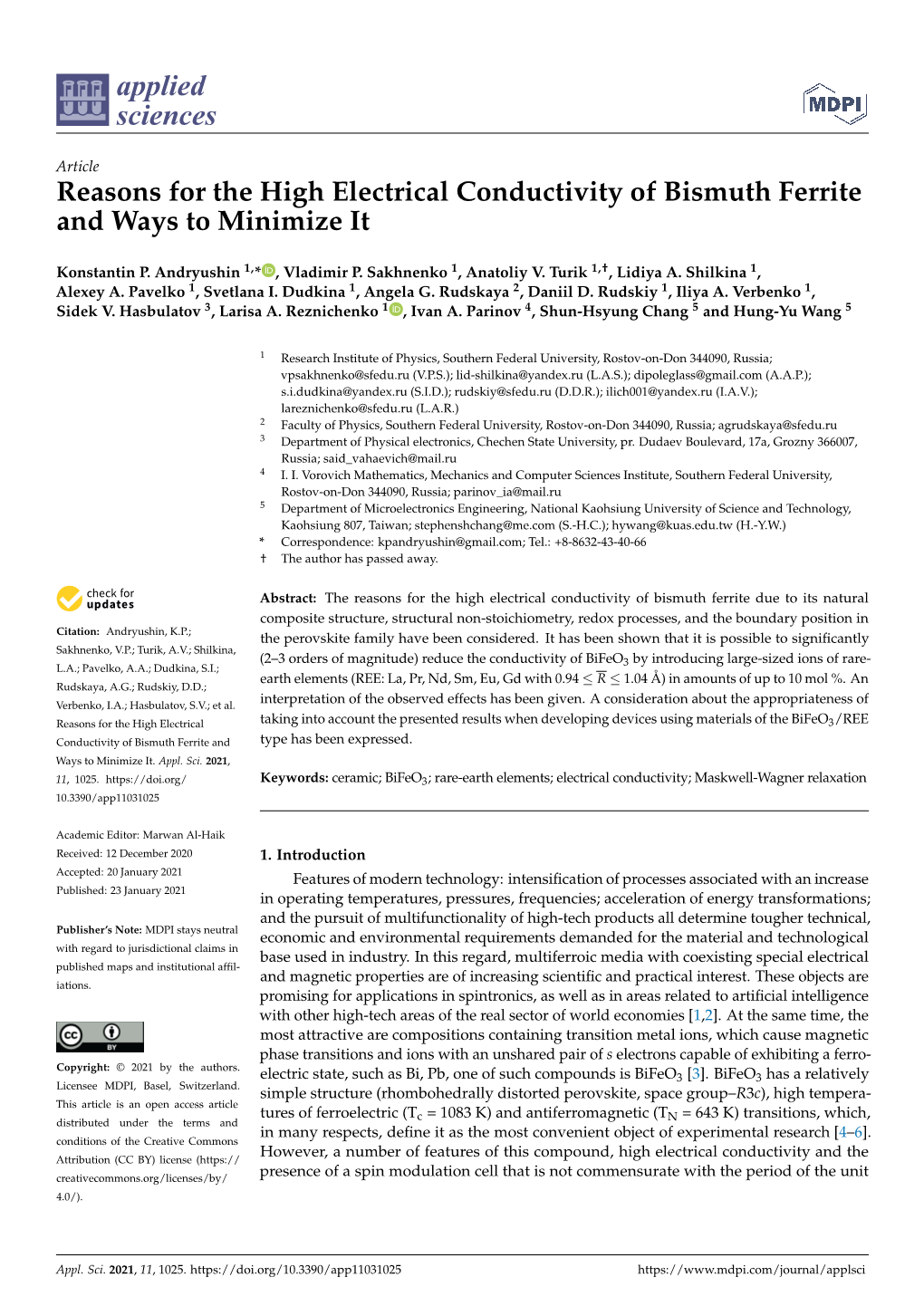 Reasons for the High Electrical Conductivity of Bismuth Ferrite and Ways to Minimize It