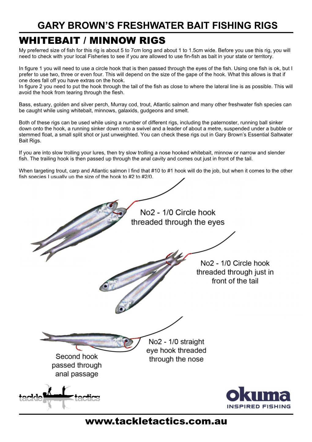 WHITEBAIT / MINNOW RIGS My Preferred Size of Fish for This Rig Is About 5 to 7Cm Long and About 1 to 1.5Cm Wide