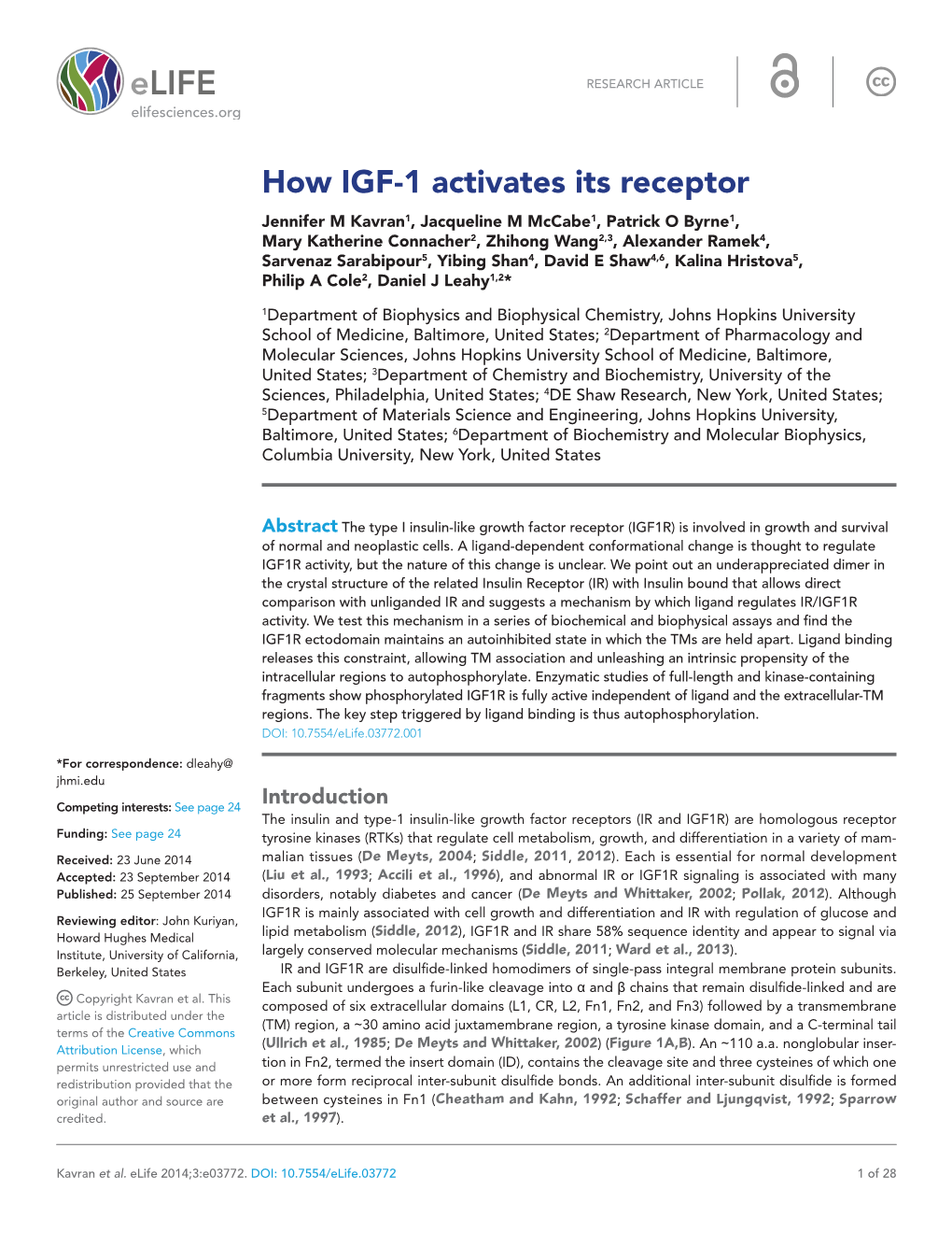 How IGF-1 Activates Its Receptor