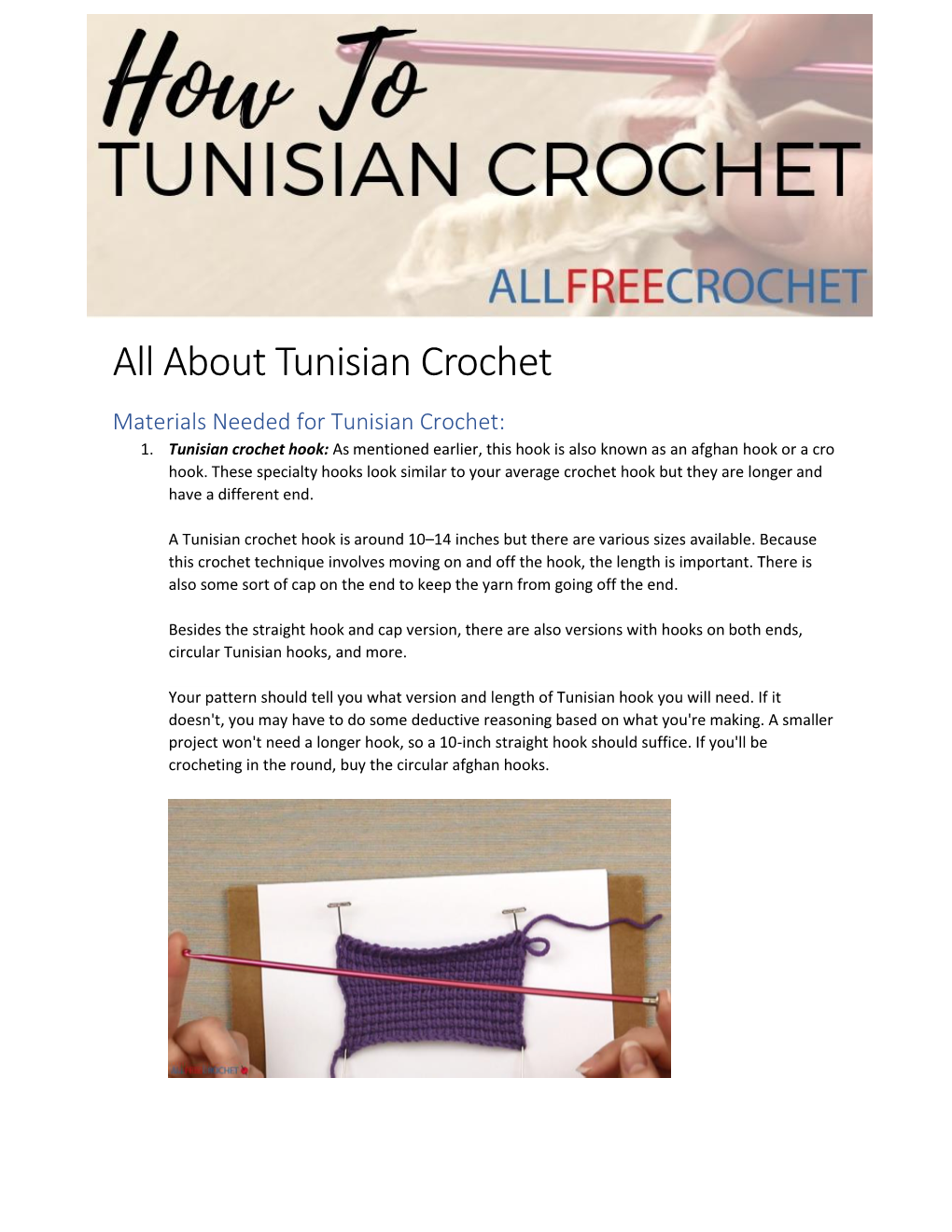 Tunisian Crochet Instructions (PDF)