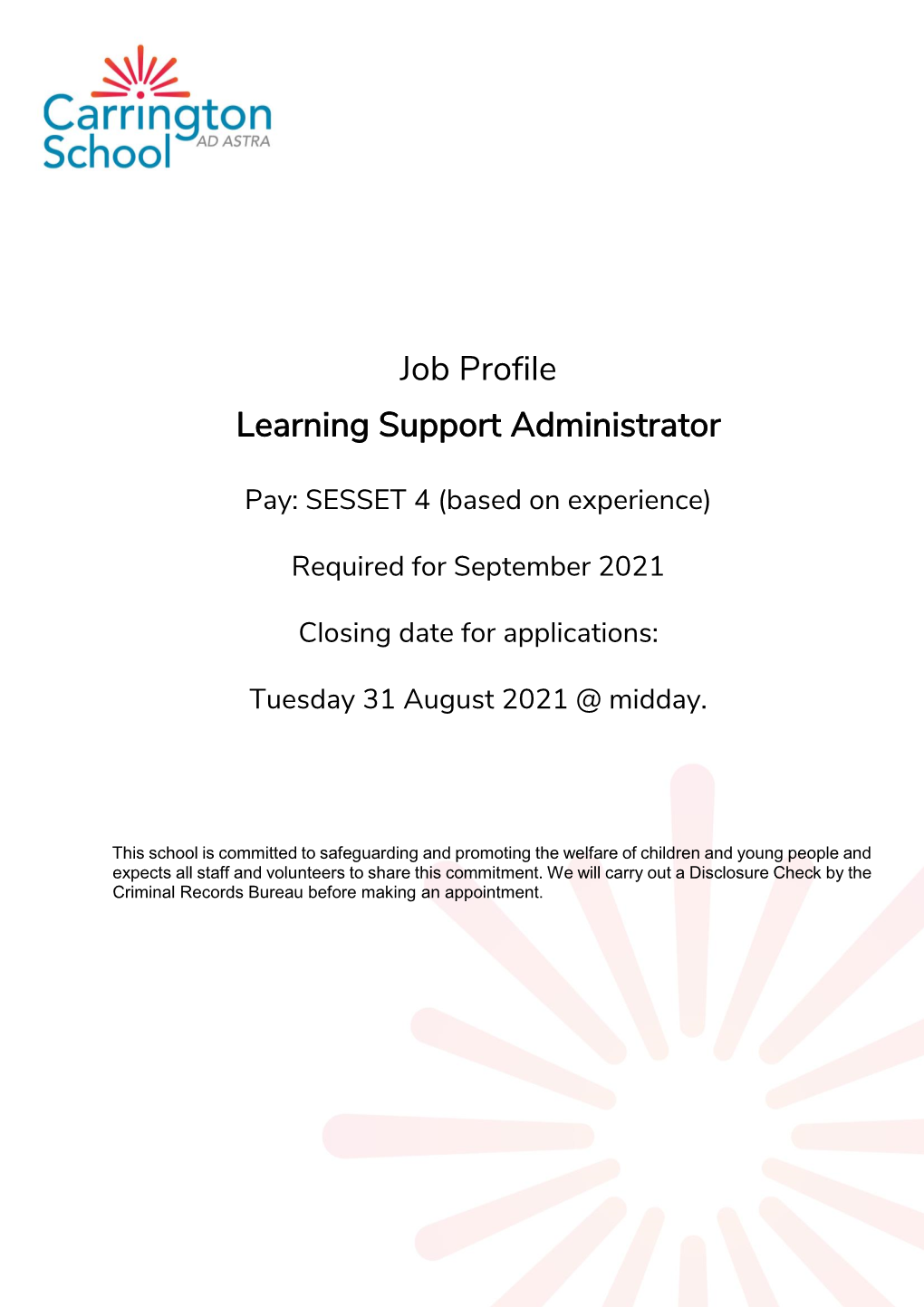 Job Profile Learning Support Administrator