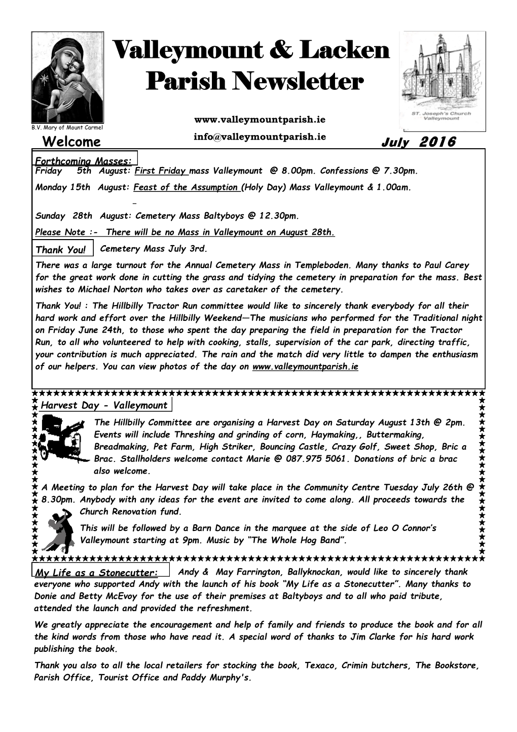 Valleymount & Lacken Parish Newsletter