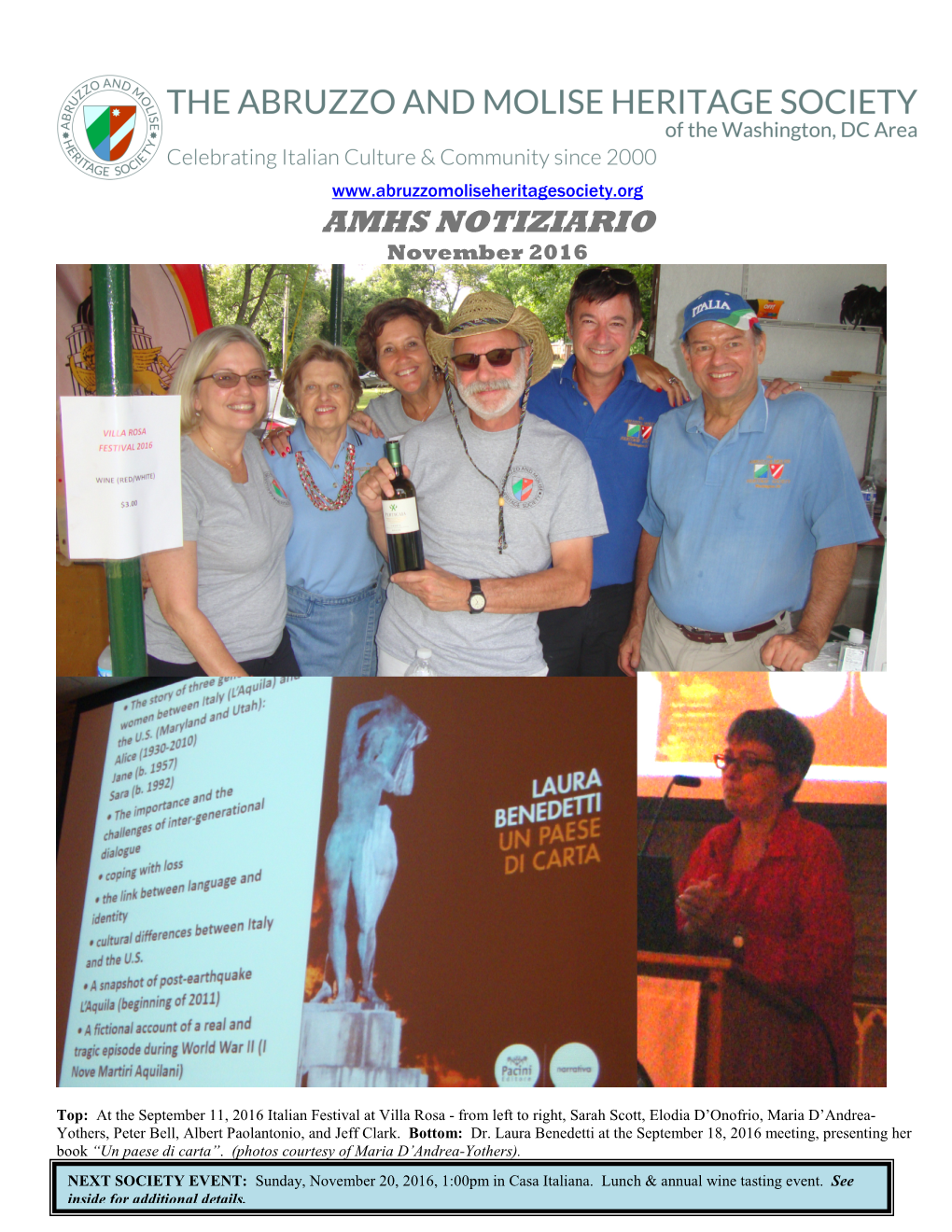 AMHS NOTIZIARIO November 2016