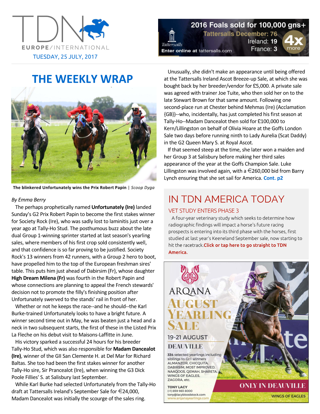 THE WEEKLY WRAP at the Tattersalls Ireland Ascot Breeze-Up Sale, at Which She Was Bought Back by Her Breeder/Vendor for ,5,000