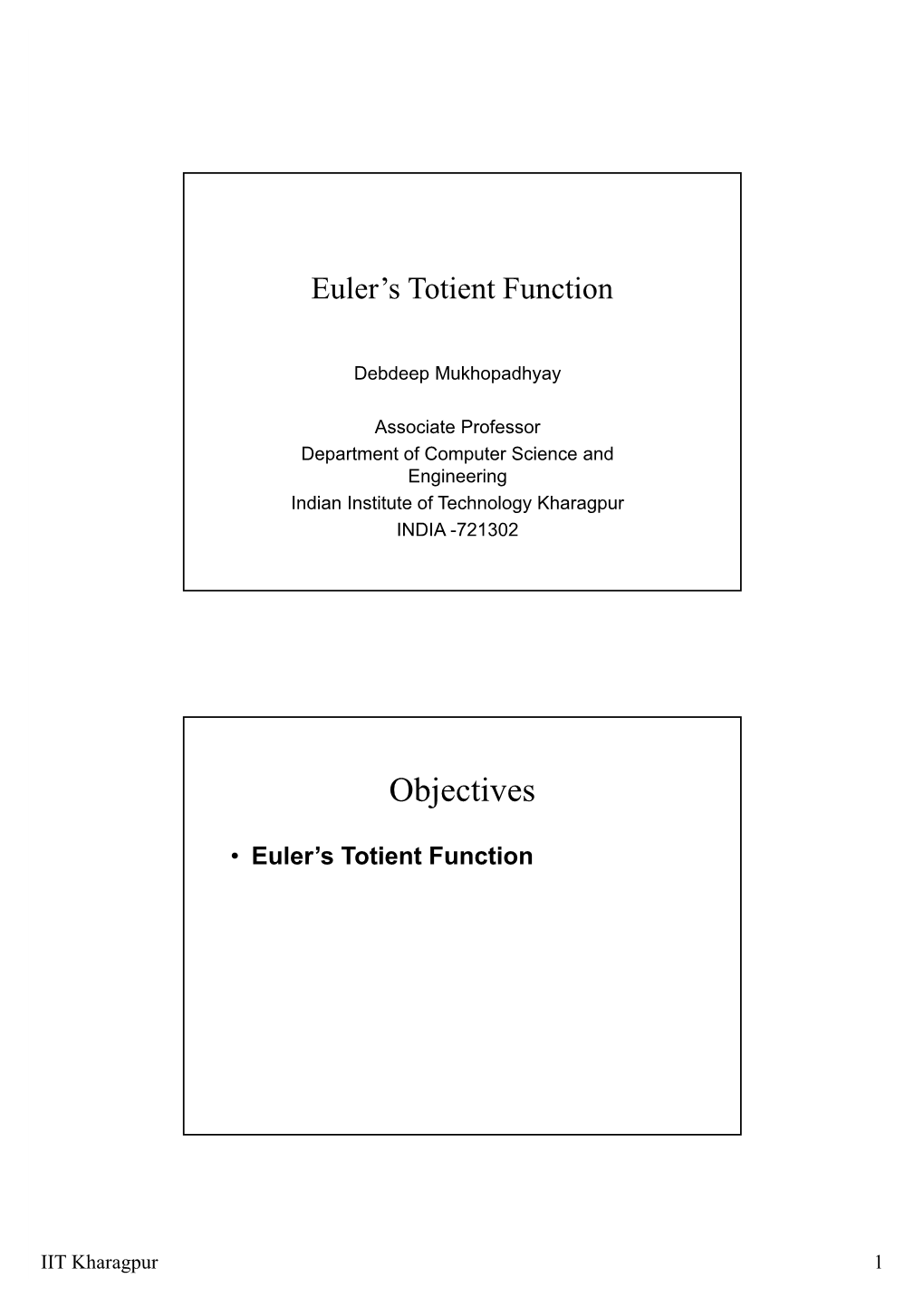 Euler's Totient Function • Suppose A≥1 and M≥2 Are Integers