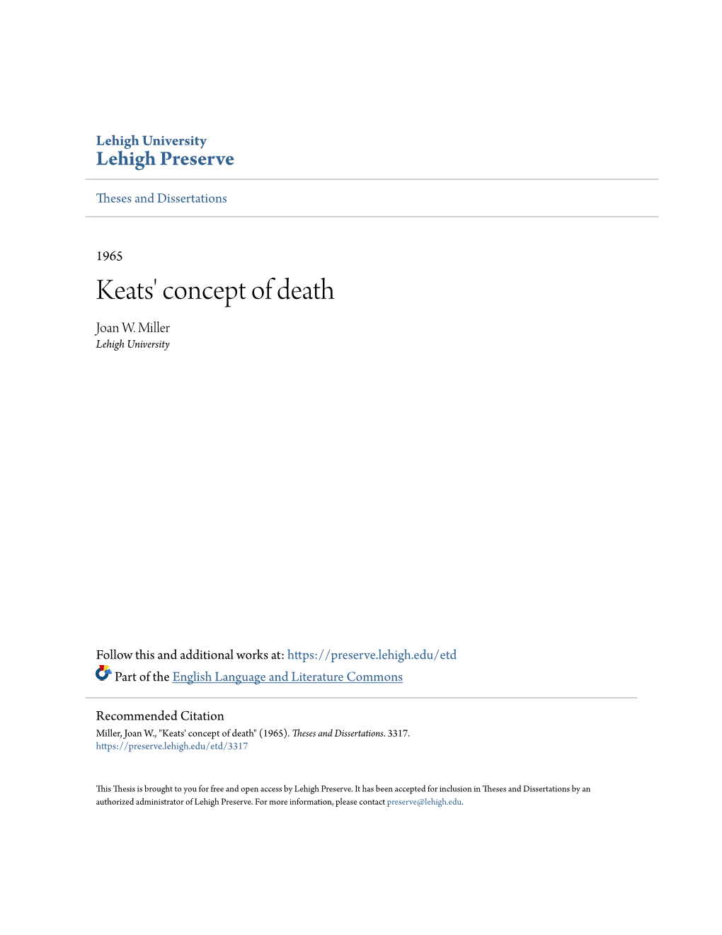 Keats' Concept of Death Joan W