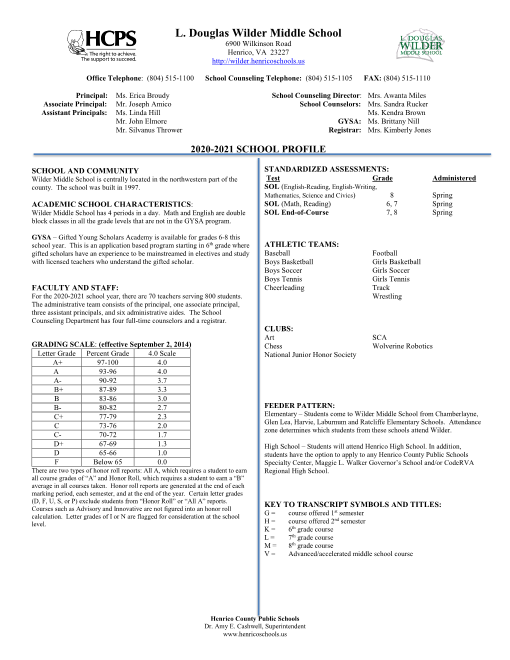 L. Douglas Wilder Middle School Profile