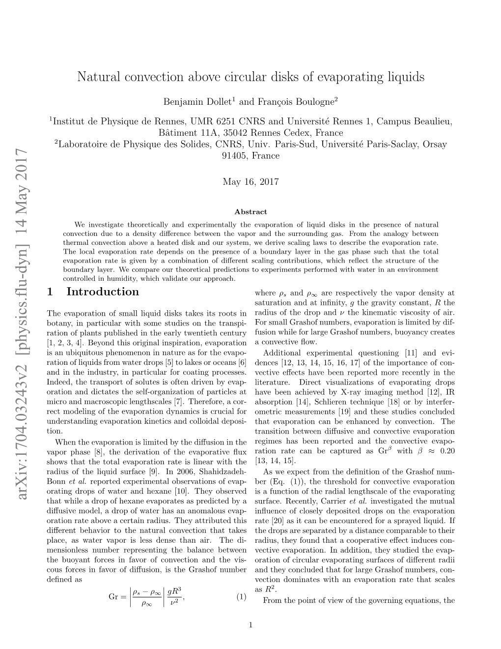 Natural Convection Above Circular Disks of Evaporating Liquids