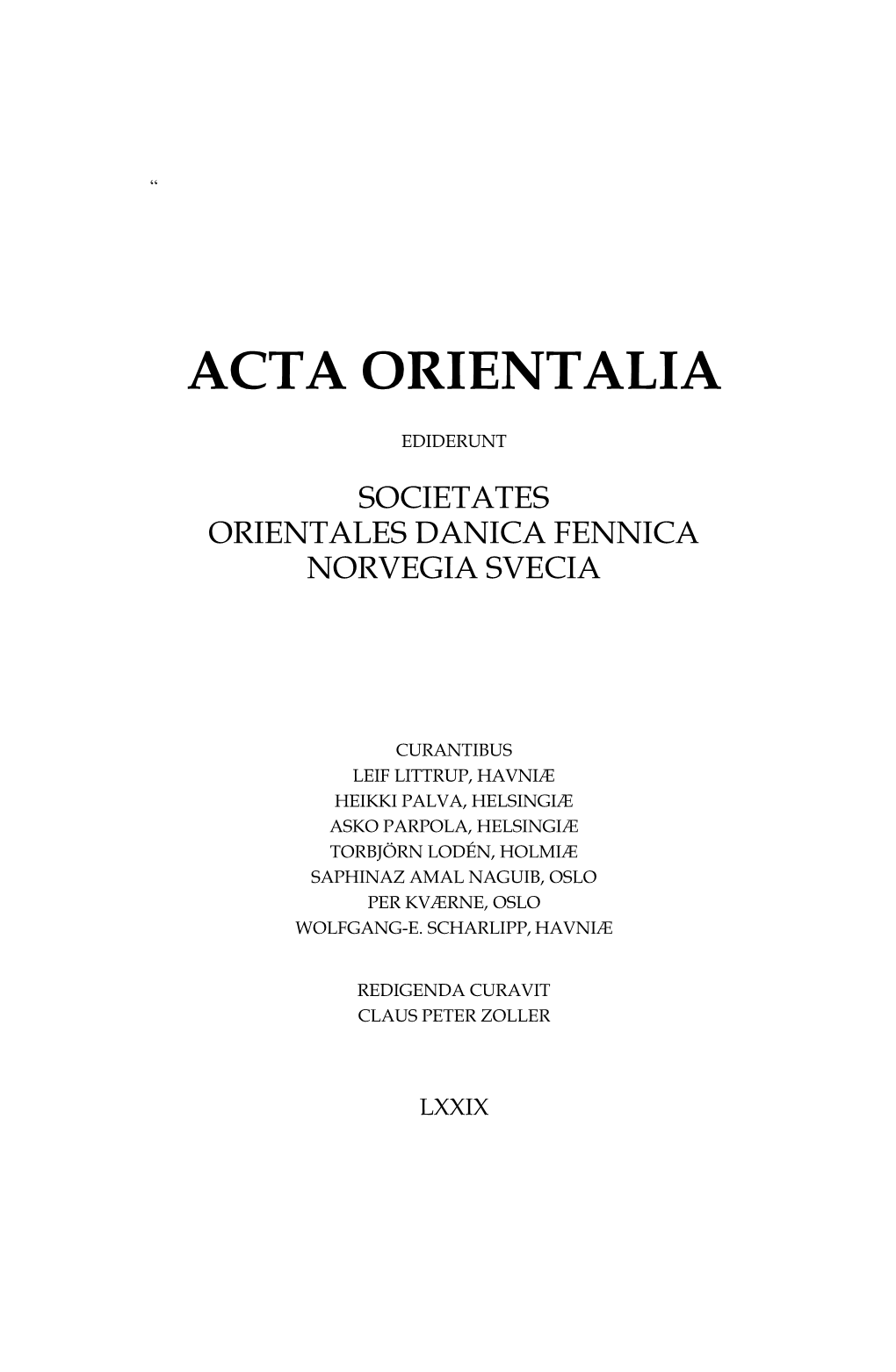 Acta Orientalia