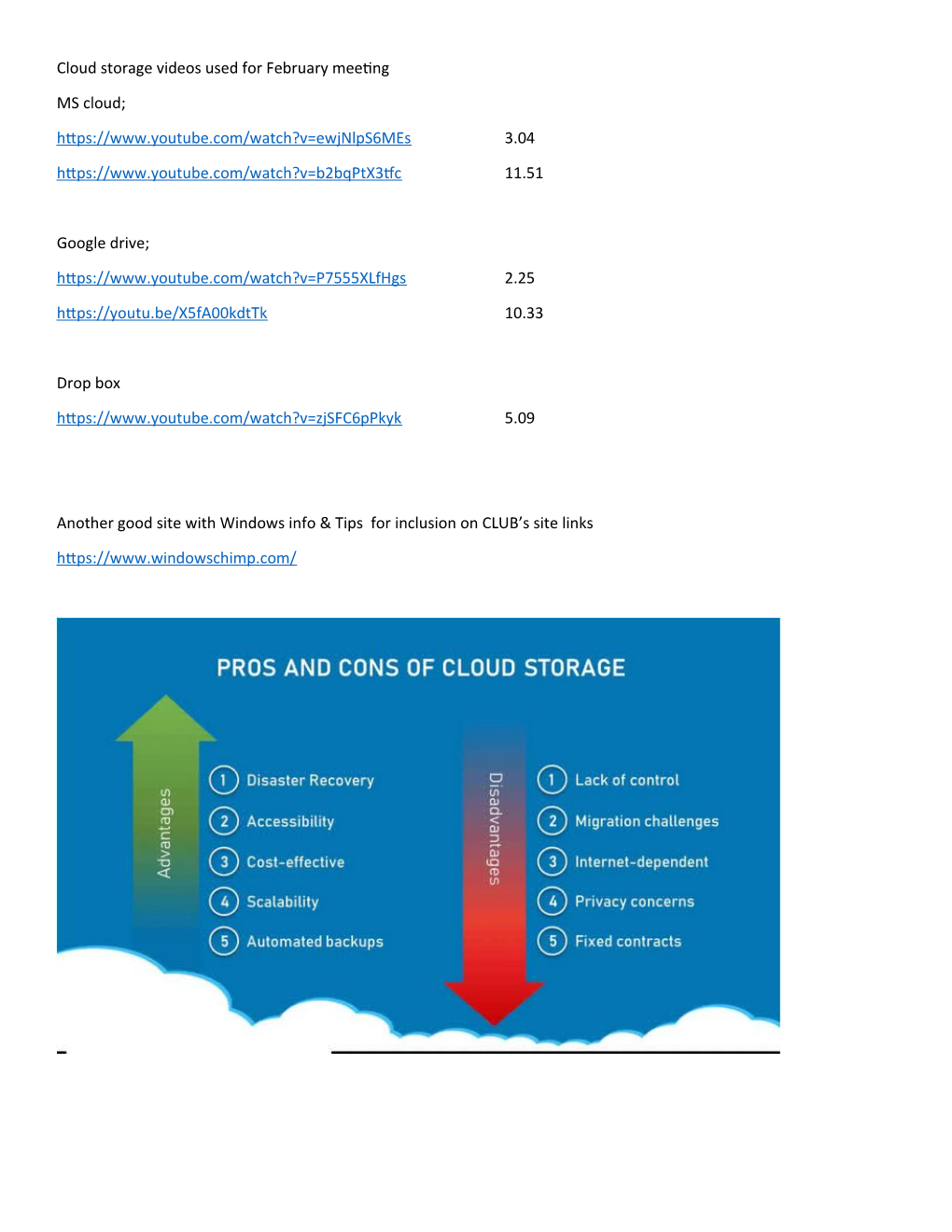 Cloud Storage Videos Used for February Meeting