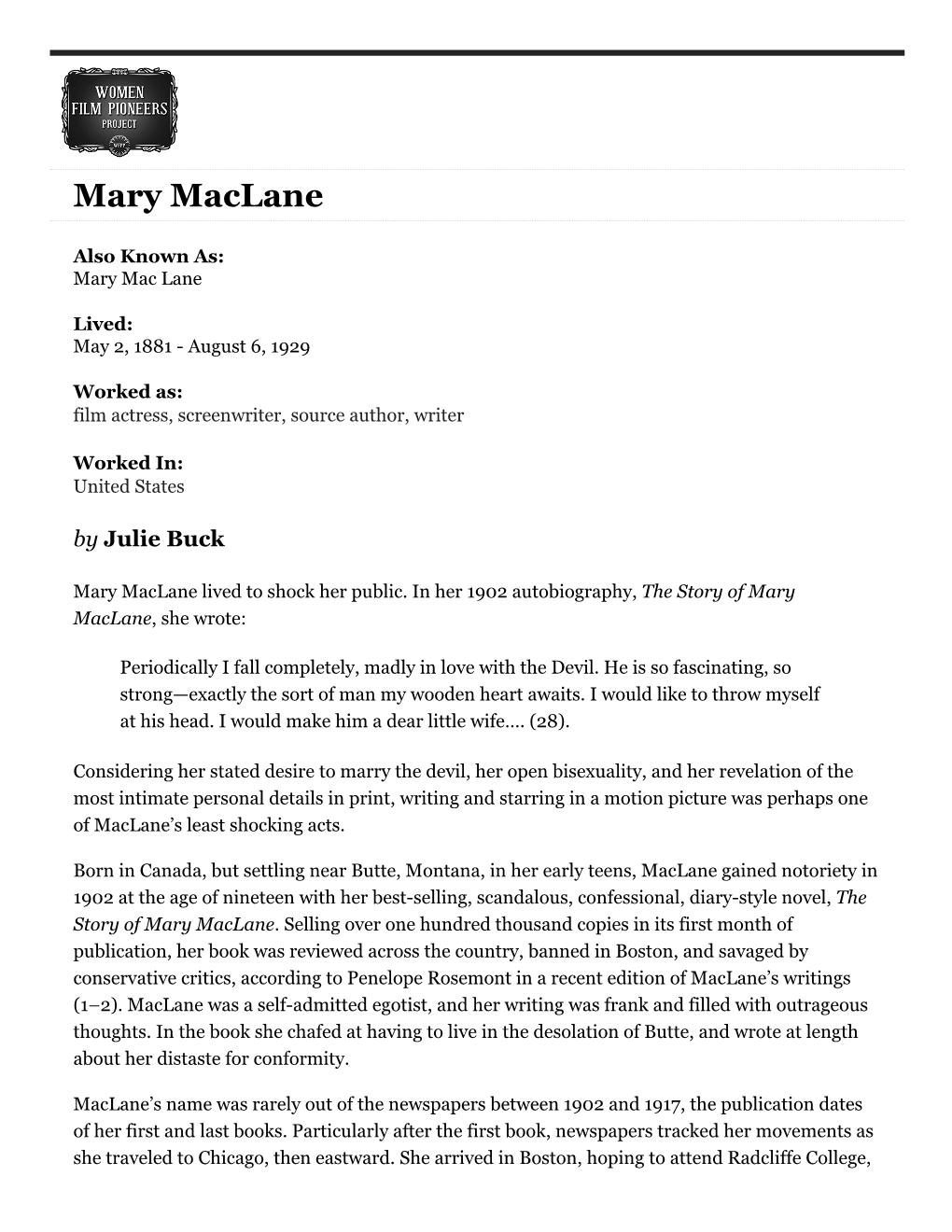 Mary Maclane