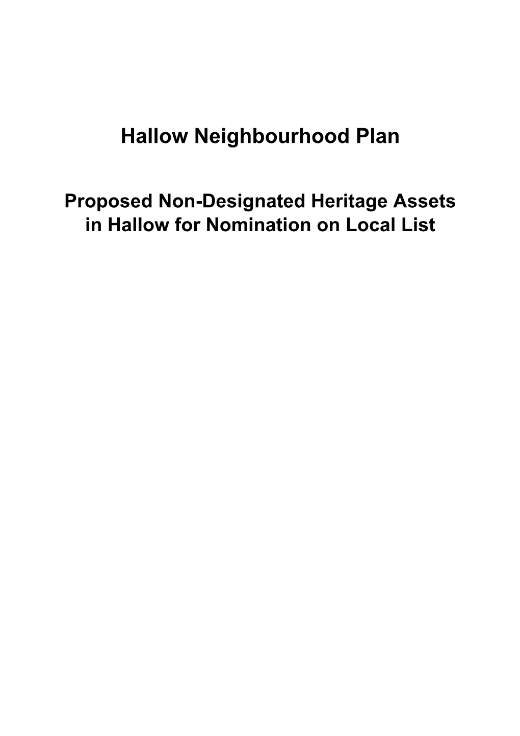 Hallow Neighbourhood Plan