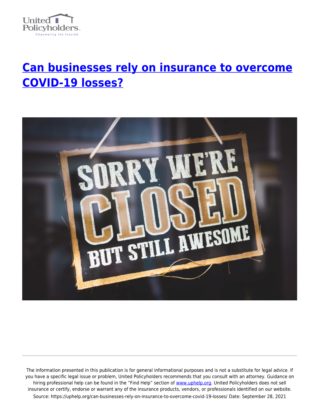 Can Businesses Rely on Insurance to Overcome COVID-19 Losses?