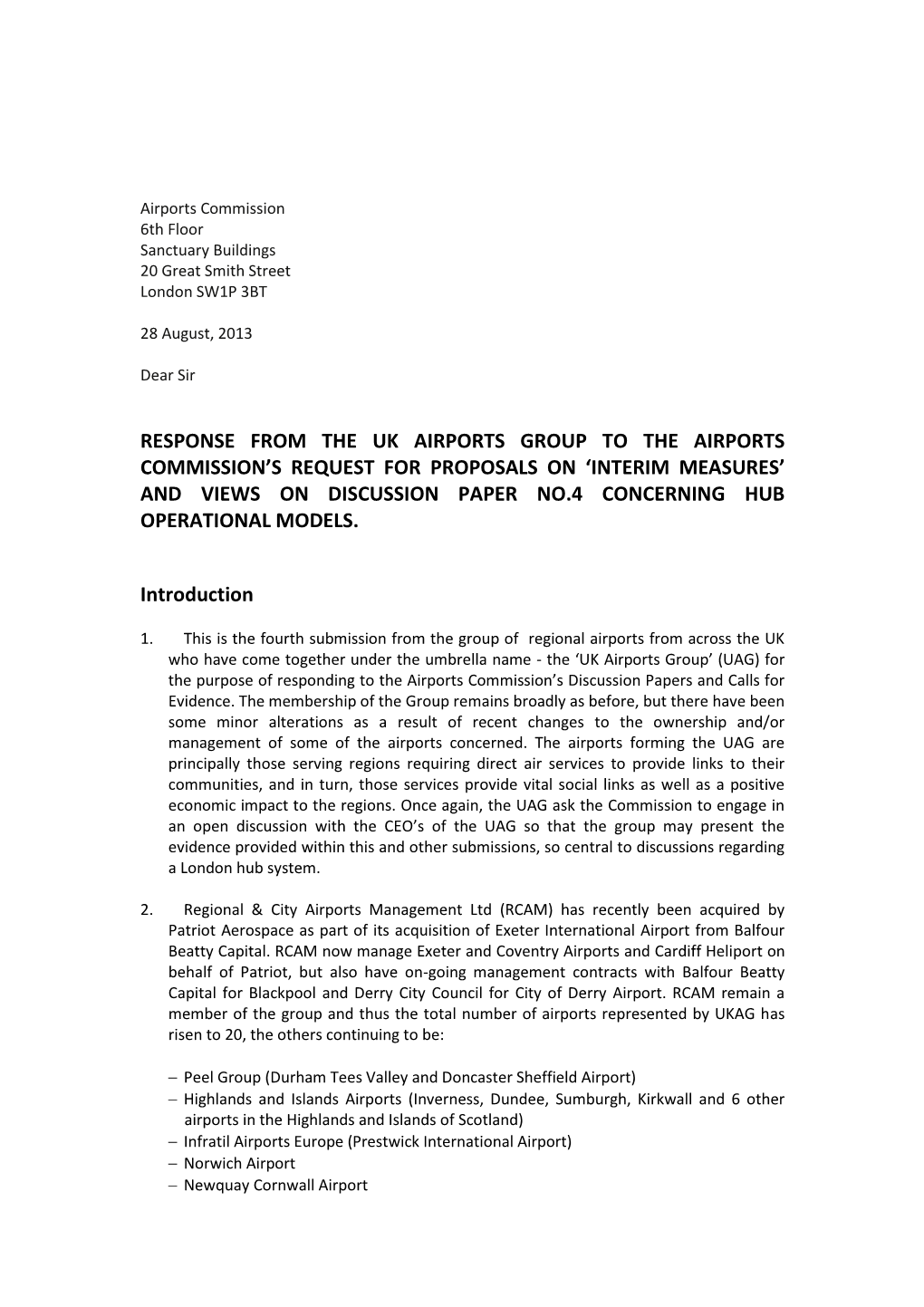 Airports Commission UAG Submission on Discussion Paper 4
