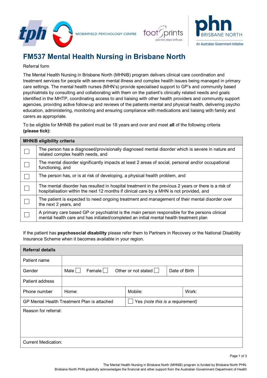 FM537 Mental Health Nursing in Brisbane North