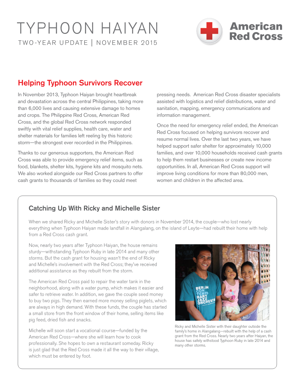 TYPHOON HAIYAN Two-Year Update | November 2015