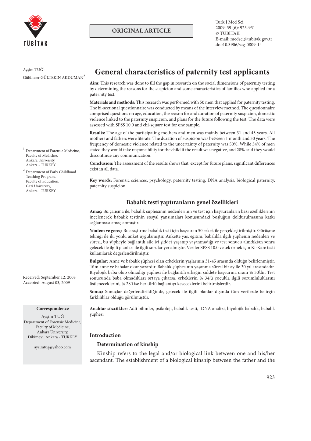 General Characteristics of Paternity Test Applicants