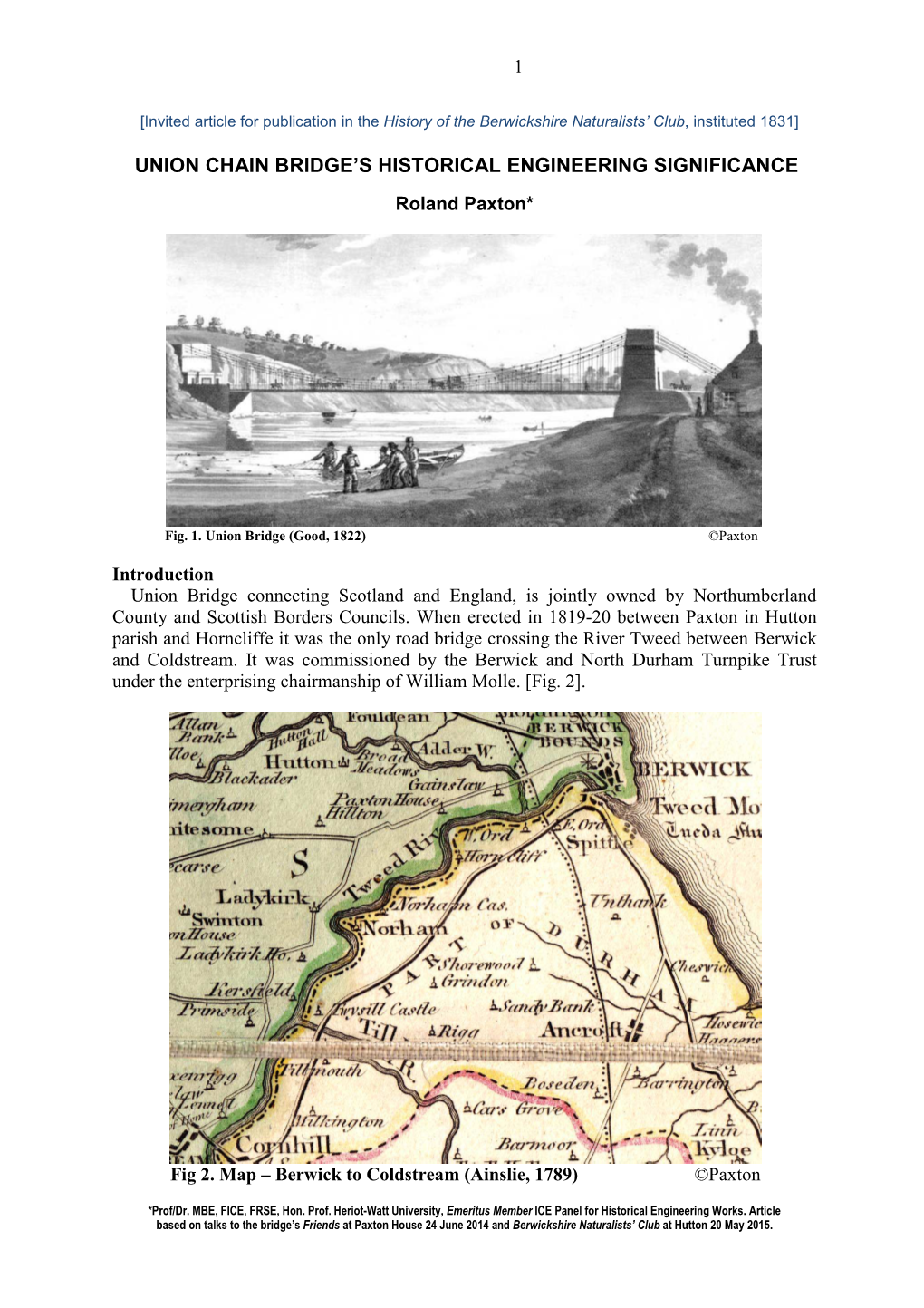 Union Chain Bridge's Historical Engineering Significance