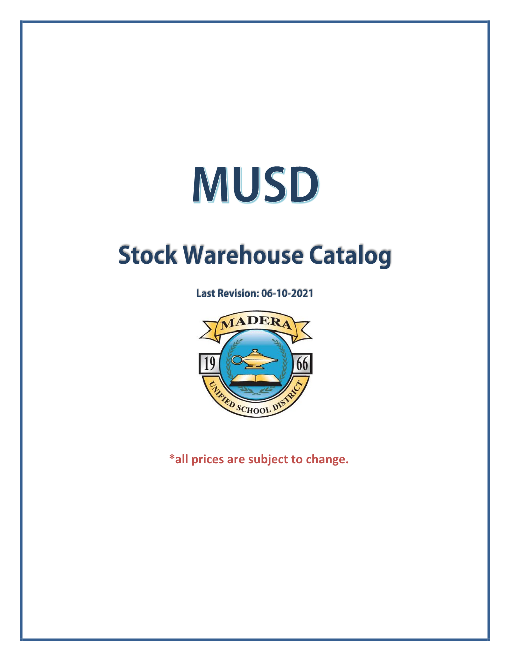 Stock Warehouse Catalog