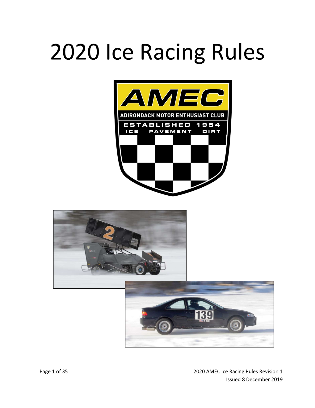 2020 Ice Racing Rules