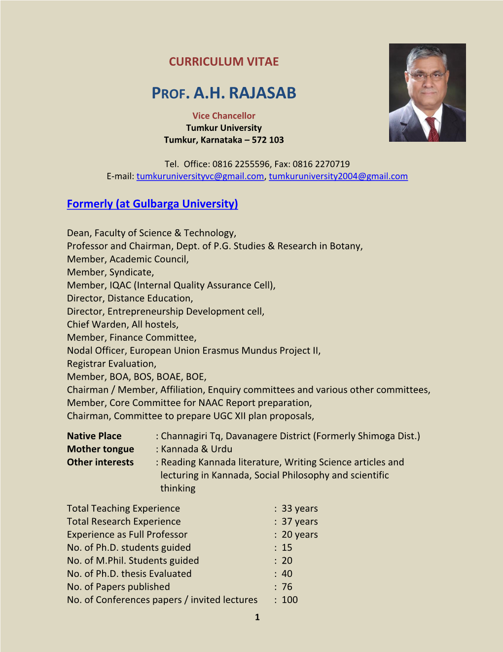 Prof.A.H.Rajasab