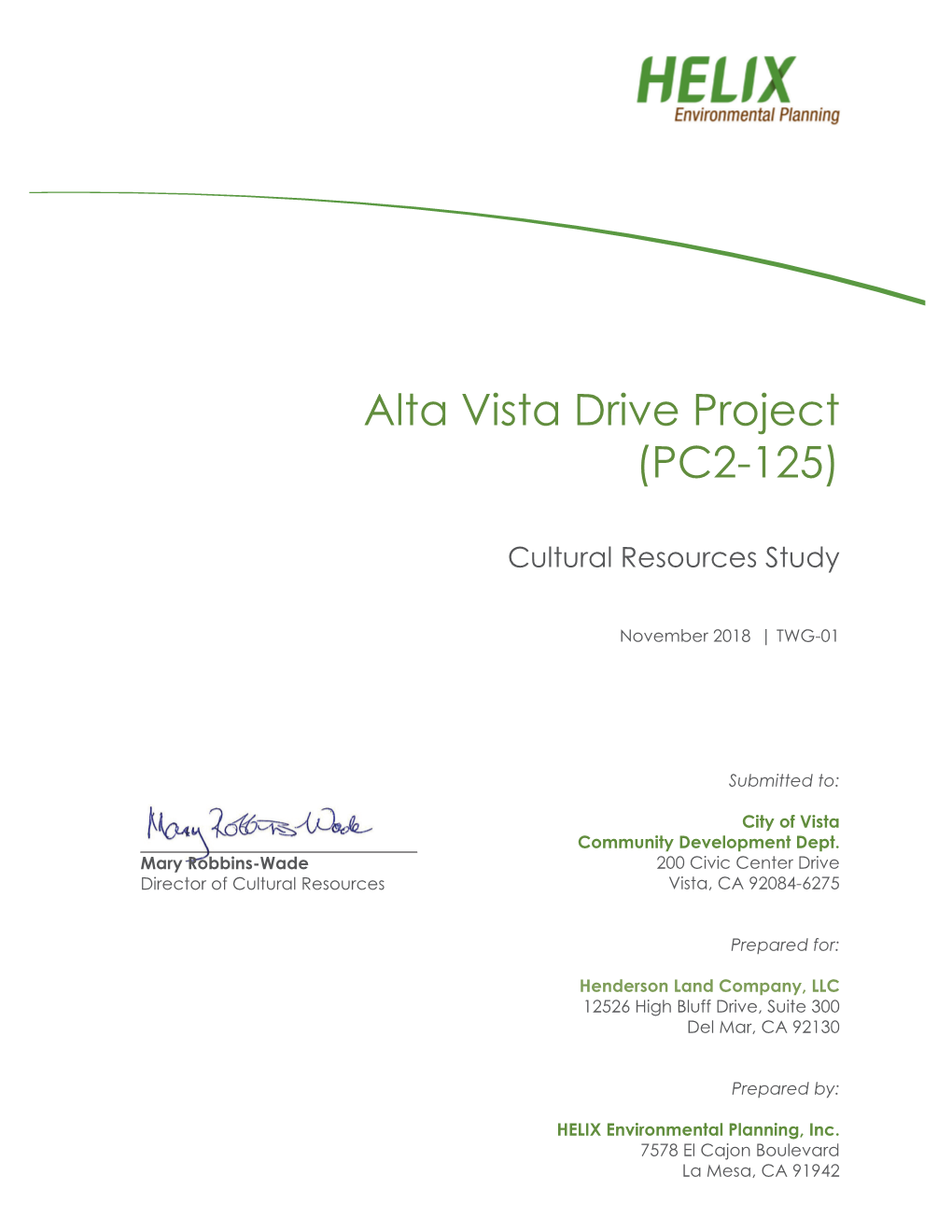 Alta Vista Drive Project (PC2-125)