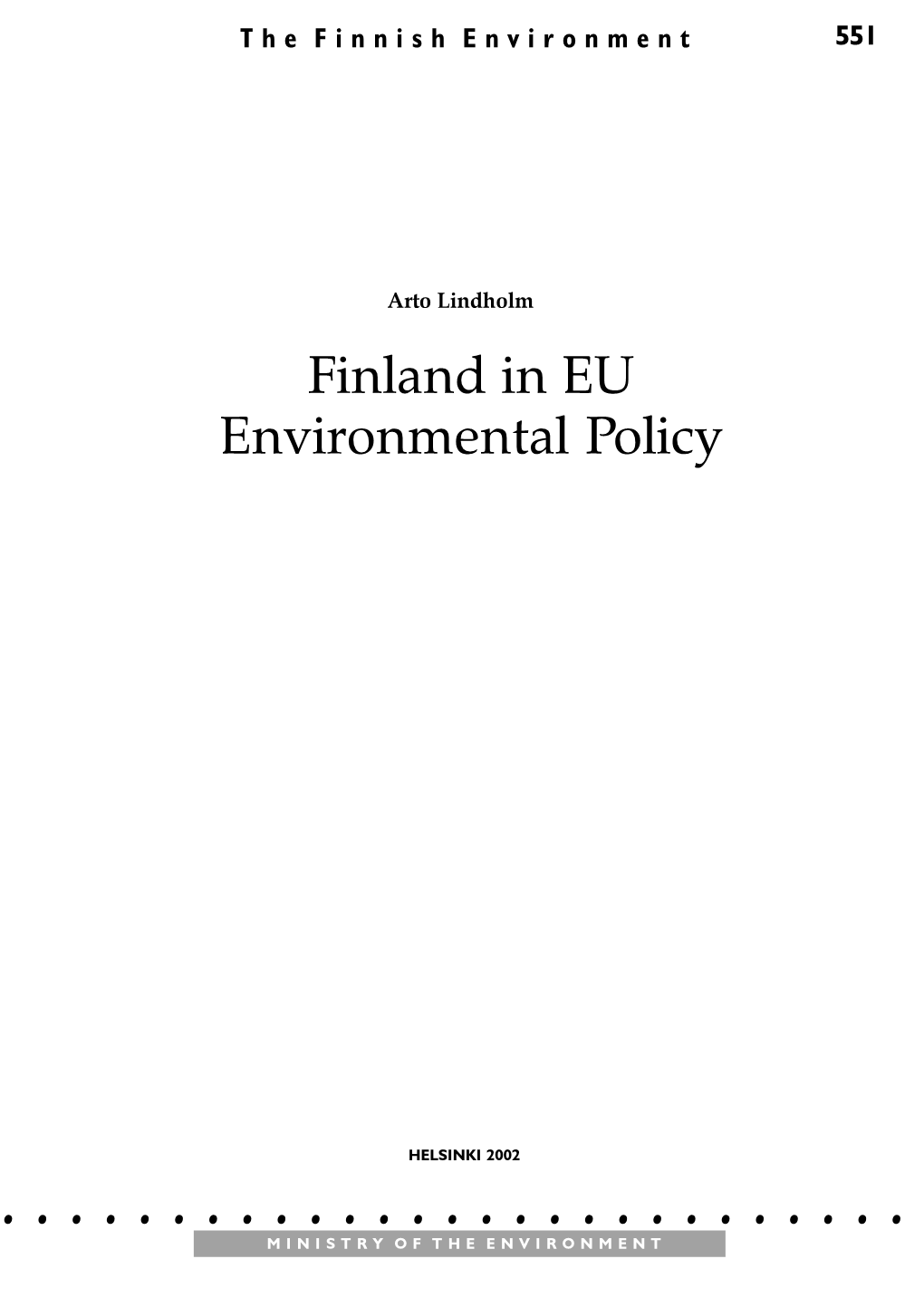 Finland in EU Environmental Policy